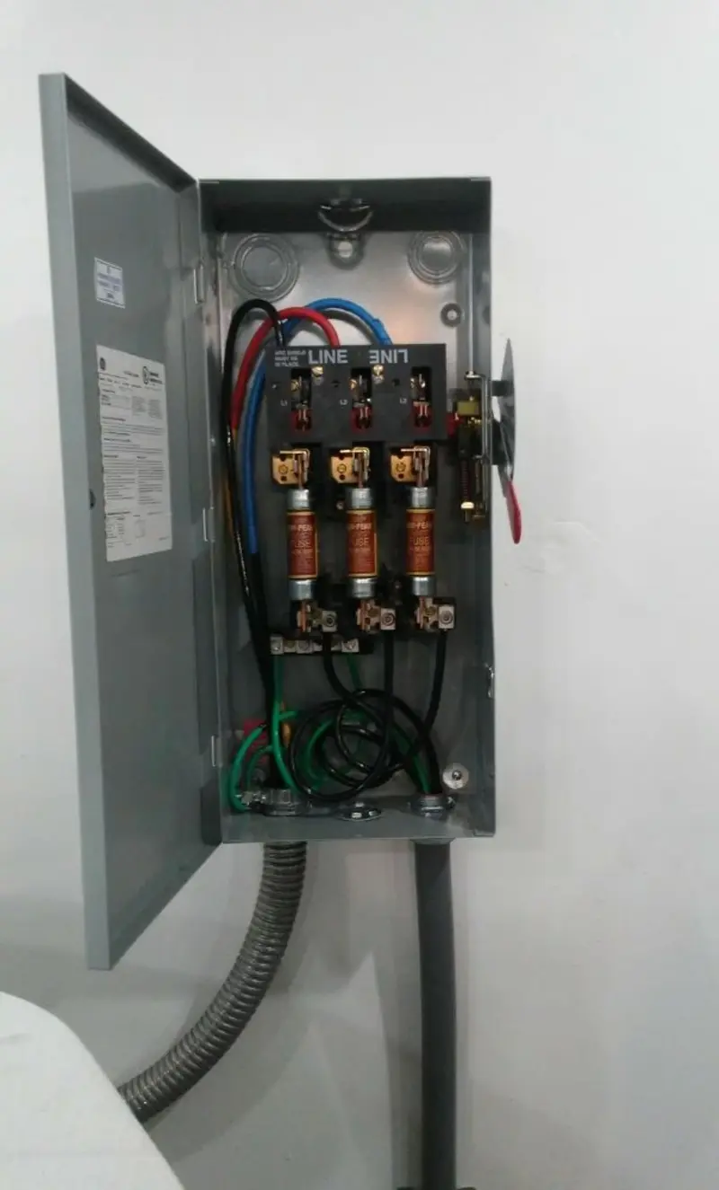 Three-phase disconnect switch installed for Smoke Detector Installation in Hoboken